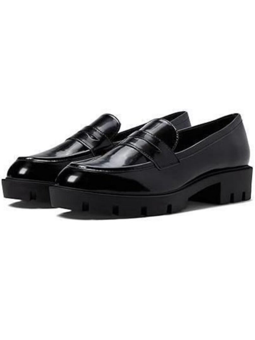 Nine West SZ 9 Maibel Black Glossy Lug Sole Loafer Career Academia Preppy Retro